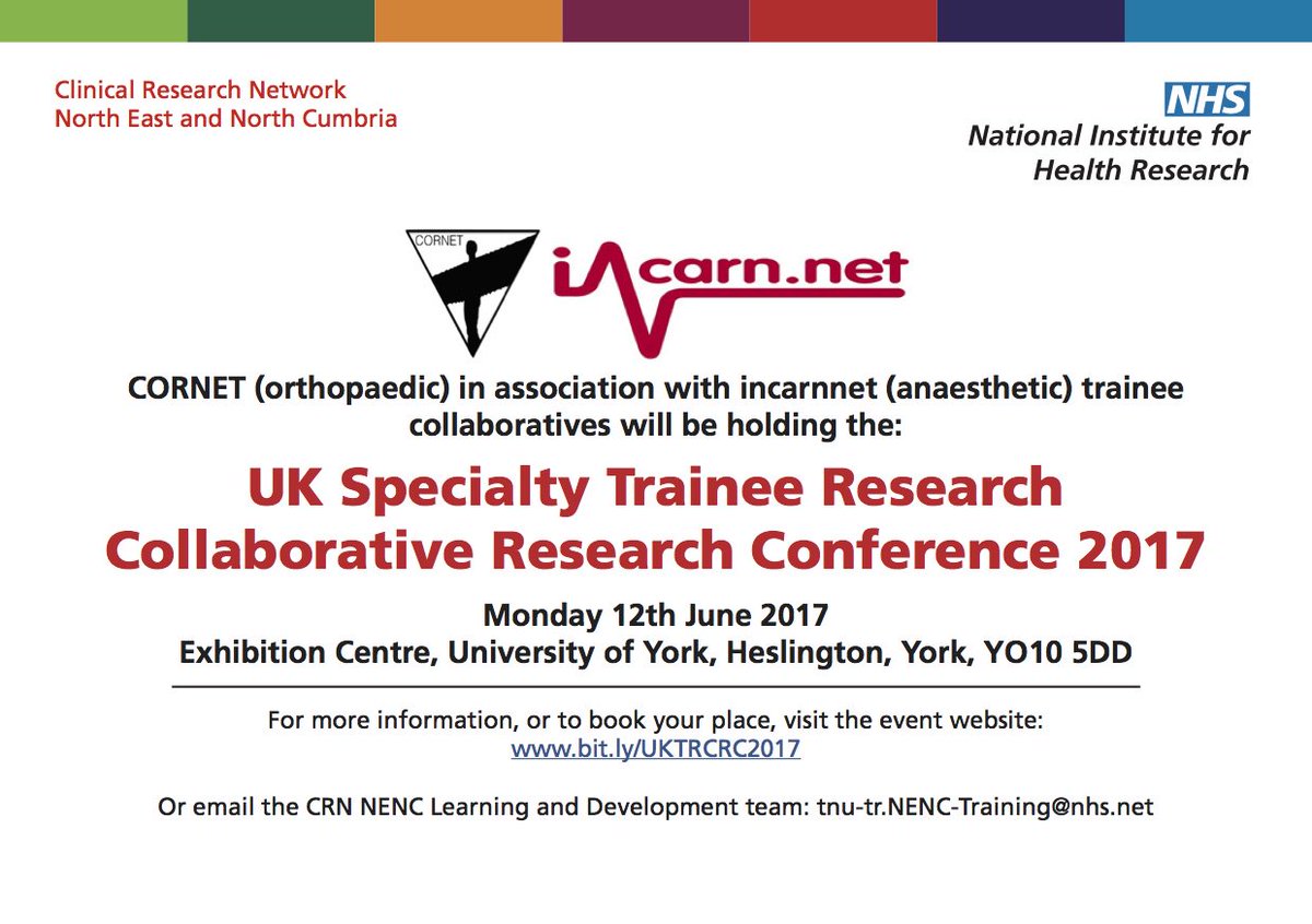 Trainee Collaborative Research Conference - 12th June in York. Great programme. Get your tickets ASAP!