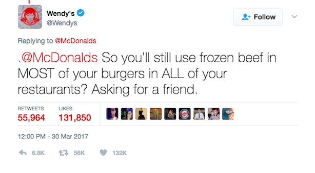 PRWeekUS's tweet photo. What’s beef? Wendy’s picks a fight with McDonald’s on Twitter https://t.co/V902hA44Io https://t.co/OWB2vXruQh