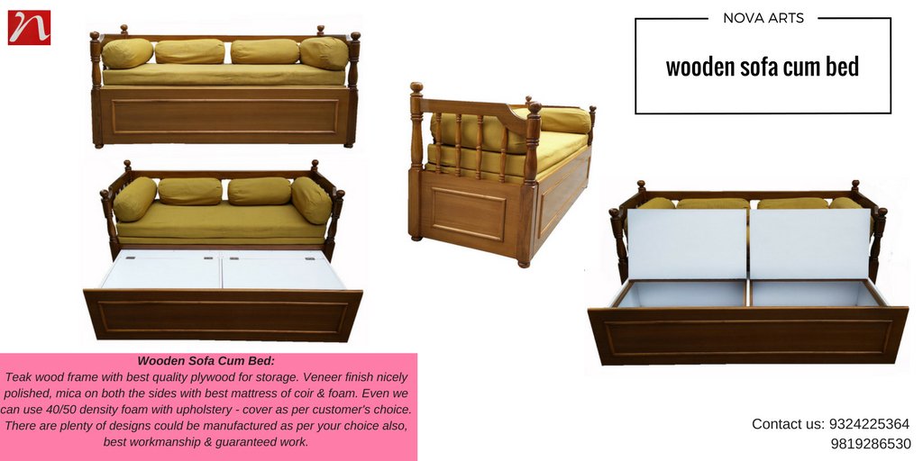 Novarts1's tweet photo. Wooden Sofa Cum Bed:
Teak wood frame with best quality plywood for storage veneer finish nicely polished mica on the both the sides. https://t.co/rZ1dPys9YO