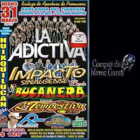compasDememo's tweet photo. Hoy 31 De Marzo Llega A Huixquilucan @adictivaoficial Tocando Todos Sus Exitos @memogarzaa #CompasDeMemo #ClubsInde https://t.co/9mN8eTFO1X