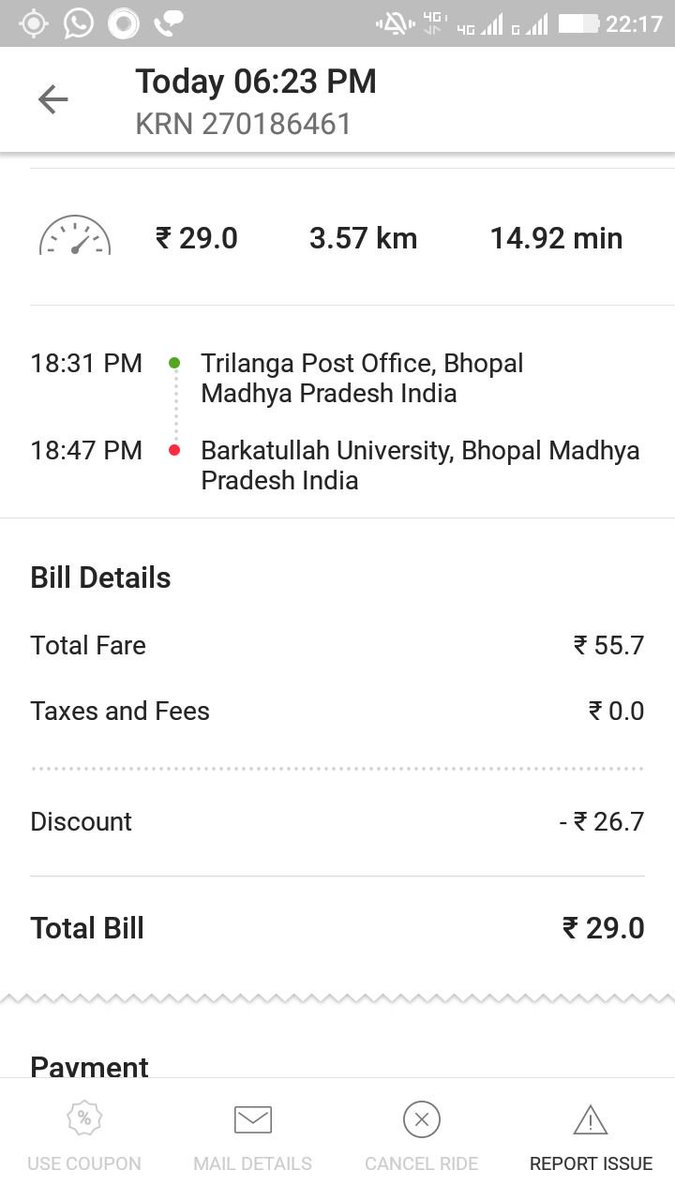 Ankur_sharma_7's tweet image. @Olacabs OLA auto metre shows 2 Different DISTANCES for the same exact route in round trip n charges Extra
#Lost trust on OLA
#NeedMoneyBack