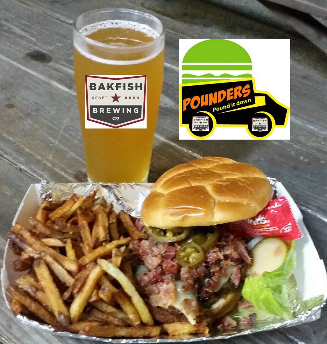 bakfishbrewing's tweet image. The weekend is here! Patio opens at 3pm, @poundersft serving 5pm-9pm &amp;amp; the @FetchingLab collaboration, Barleywine beer release at 6pm.