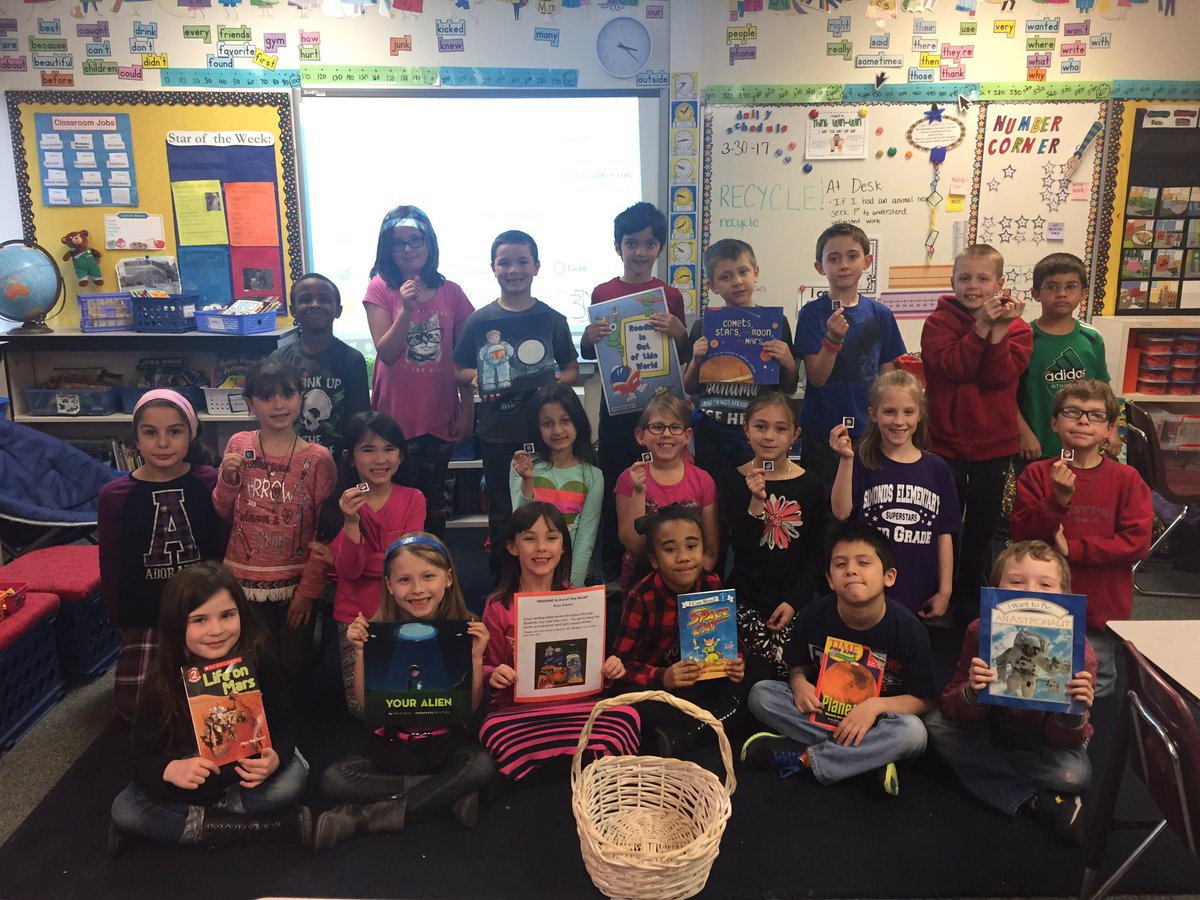 Thank you <a href="/LauraBertling/">Laura Bertling</a> for sharing the "Out of this World" book basket! We loved all the books! <a href="/SimondSuperstar/">Simonds Superstars |The Lamphere Schools</a> #wearelamphere