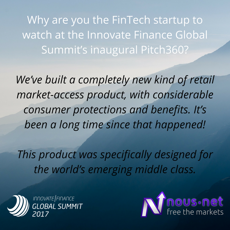 InnFin's tweet photo. We caught up with @nousinc for a quick Q&amp;A on #pitch30 #IFGS2017 find out their thoughts on the future of #FinTech https://t.co/NBxvOtiAVk https://t.co/i7Rimk8ohb