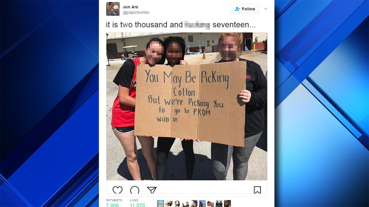 Report: South Florida students hold racist prom proposal sign bit.ly/2nmVCL7 https://t.co/ABOVgSP744
