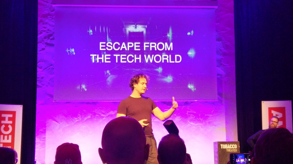 TIStv's tweet photo. Oh noes, time for the last speaker of #amsxtech...Telling us about 'The Analog Future Experiment' is @victorvandoorn. https://t.co/ExpnXGs9KW