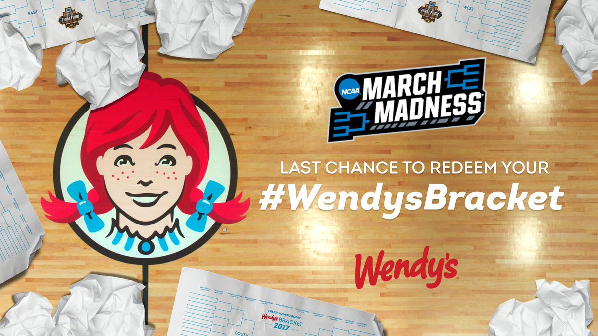 MFinalFour's tweet photo. Last chance to redeem your bracket! Tweet @Wendys with #WendysBracket to create your Final Four bracket now! https://t.co/GHW2pE7m6y
