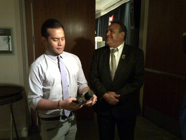sd_chavez_comm's tweet photo. "I've interviewed your mom (Dolores Huerta) several times" said @AricFox5 to Emilio Huerta https://t.co/1ftRnx61Pm