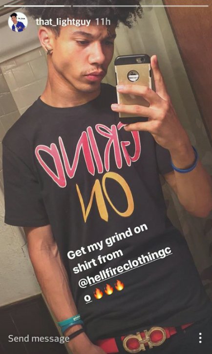 hellfireco243's tweet photo. Deliano got his "GRIND ON" Short Sleeve for his HFCO Video. #hellfireclothingco #streetfashion #streetwear #Style #GraphicDesign #Dance #red https://t.co/gq3C0wE3kP