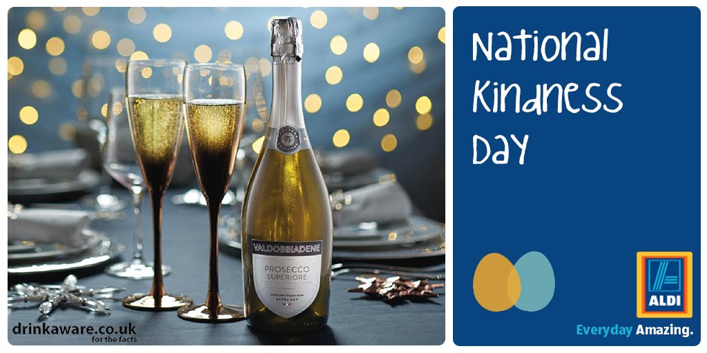 AldiUK's tweet photo. It's #NationalKindnessDay, we’ve got Prosecco to give away! RT for your chance to #WIN a bottle https://t.co/LPG1ltcrJZ. #FridayFeeling. https://t.co/jJQzBNpfh9