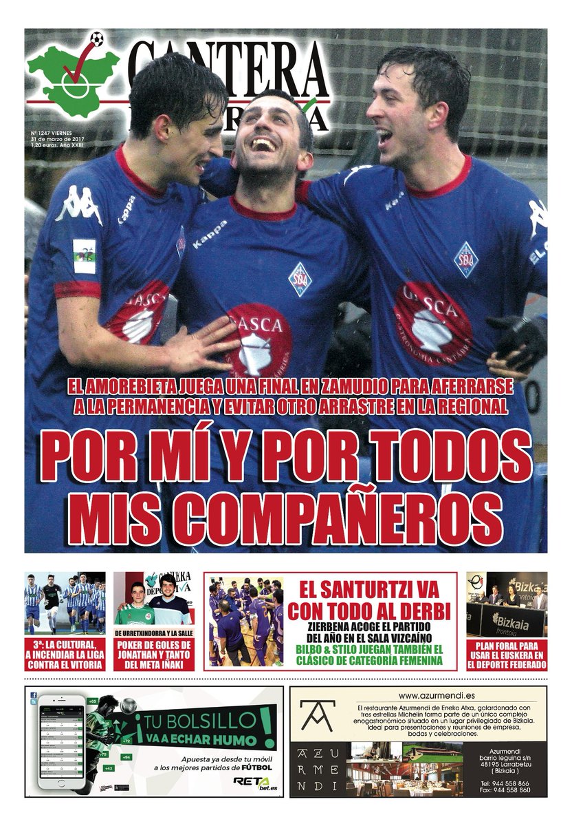 CanteraDeportiv's tweet photo. No olvidaros de pasar por el kiosco a por vuestro ejemplar del finde. Entérate de todo lo que tendremos en los campos de fútbol de Bizkaia. https://t.co/TK4Y7HAbO5