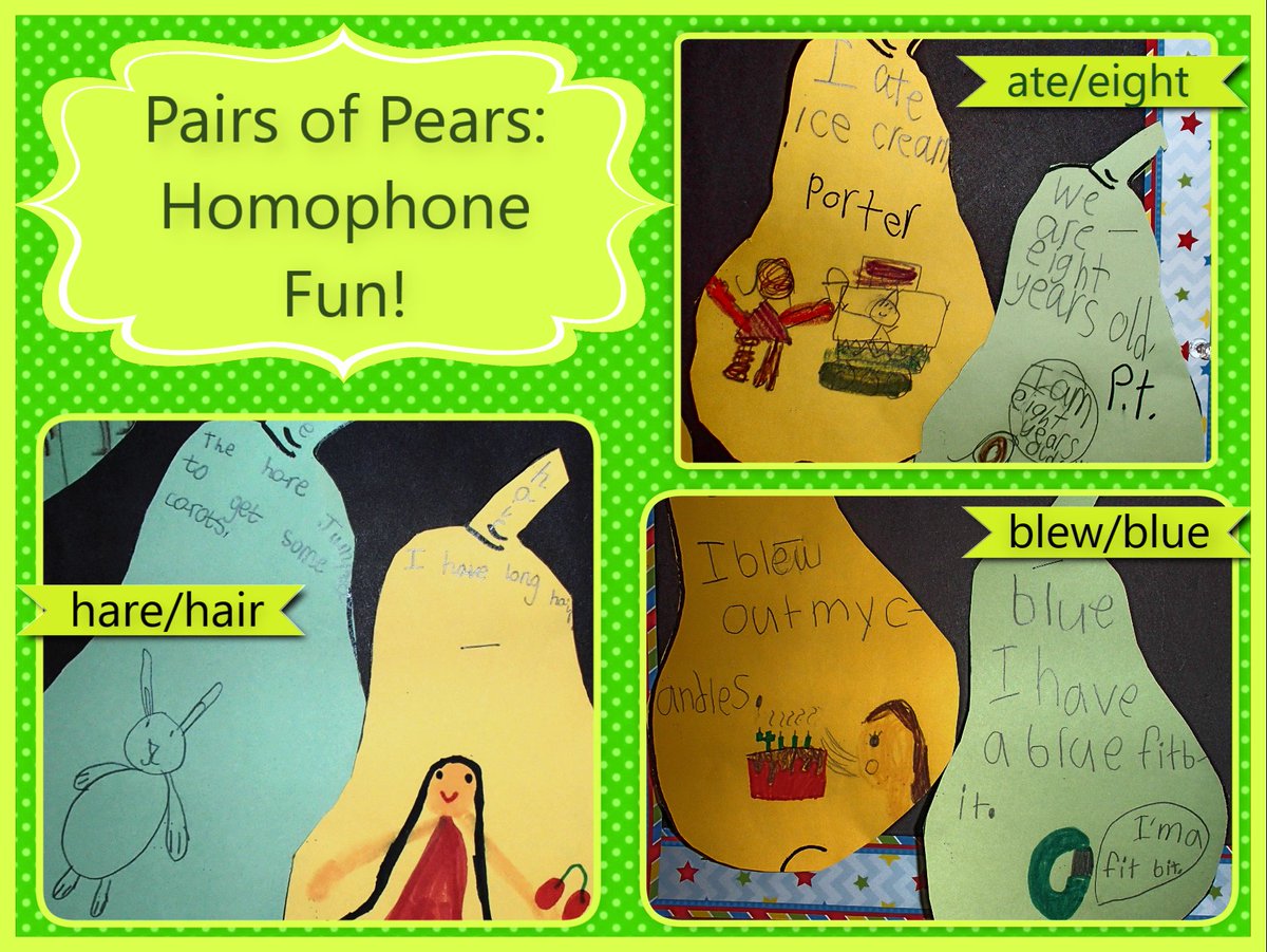 mseshleman's tweet photo. Pairs of Pears! Homophone Fun in 1st Grade! https://t.co/1amTA0pFtd
