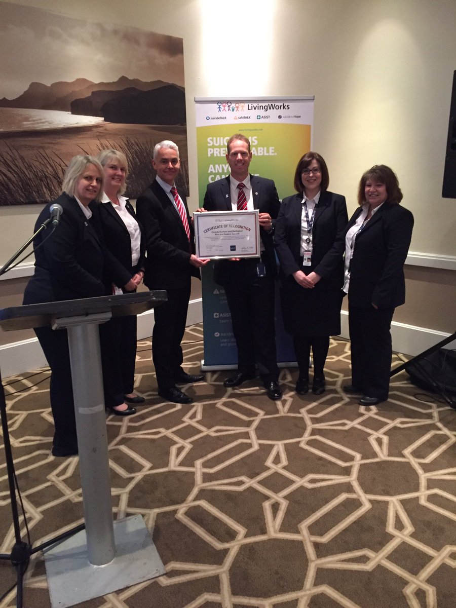 @CFO_CDDFRS &amp; <a href="/CDDFRS/">County Durham & Darlington Fire & Rescue Service</a> blue light champions receiving recognition  from <a href="/Living_Works/">LivingWorks</a> for suicide intervention training in the North East!