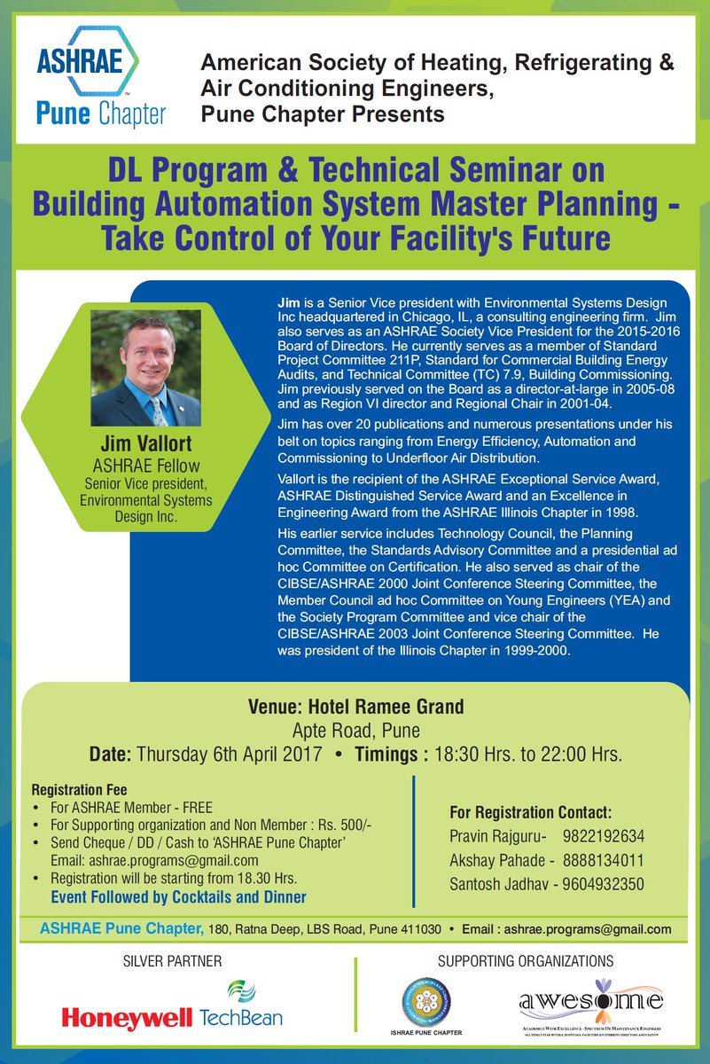ashraepune's tweet image. Join us for a great lecture on #BuildingAutomationSystems on evening of 6th April 2017.
