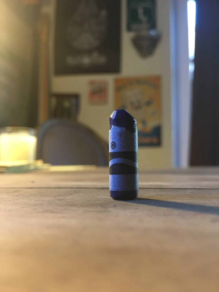 DrewDaywalt's tweet photo. In commemoration of #nationalcrayonday here is a pic of the original Blue Crayon that inspired the character in The Day The Crayons Quit. https://t.co/RfKNSNUc0M