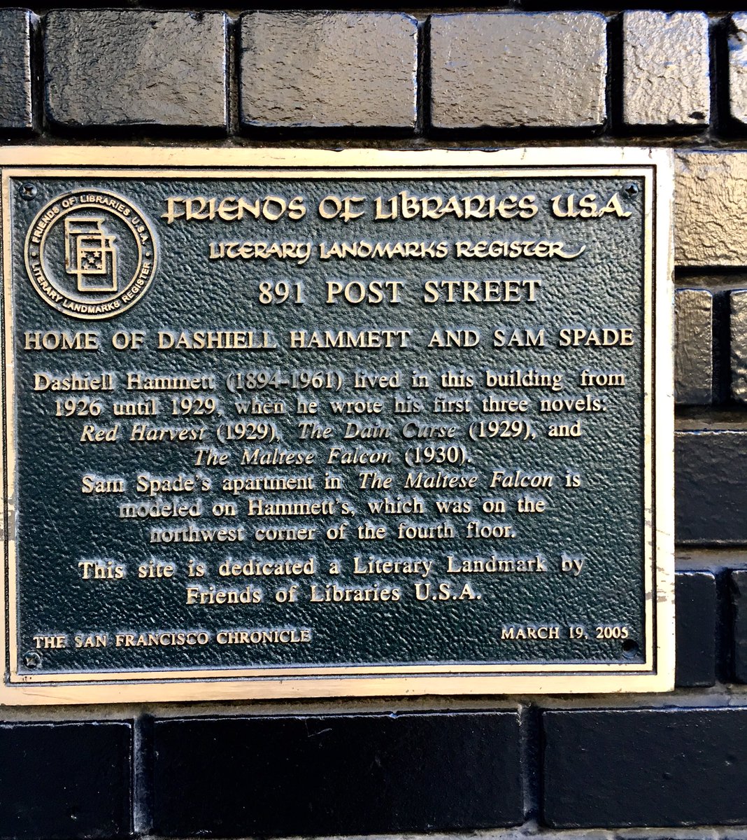 How cool is this #literarylandmarks plaque? #SF has such a rich history. Discovered this sign on way to get coffee today. 🚬(noir emoji)