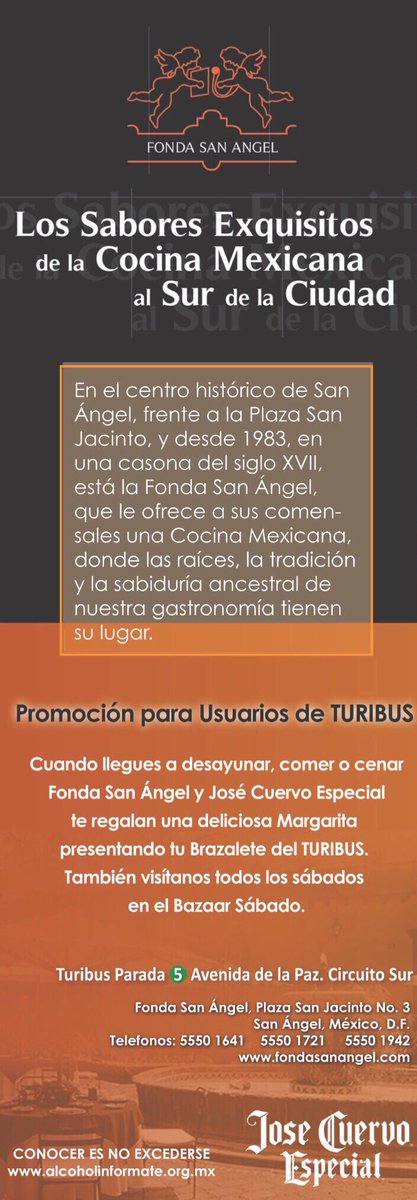 MuseoBus's tweet photo. Los sabores exquisitos de la cocina mexicana en @FondaSanAngel 
Presenta tu brazalete de Turibus y recibe una Margarita  #BuenViernes https://t.co/6PnuRcT9QQ