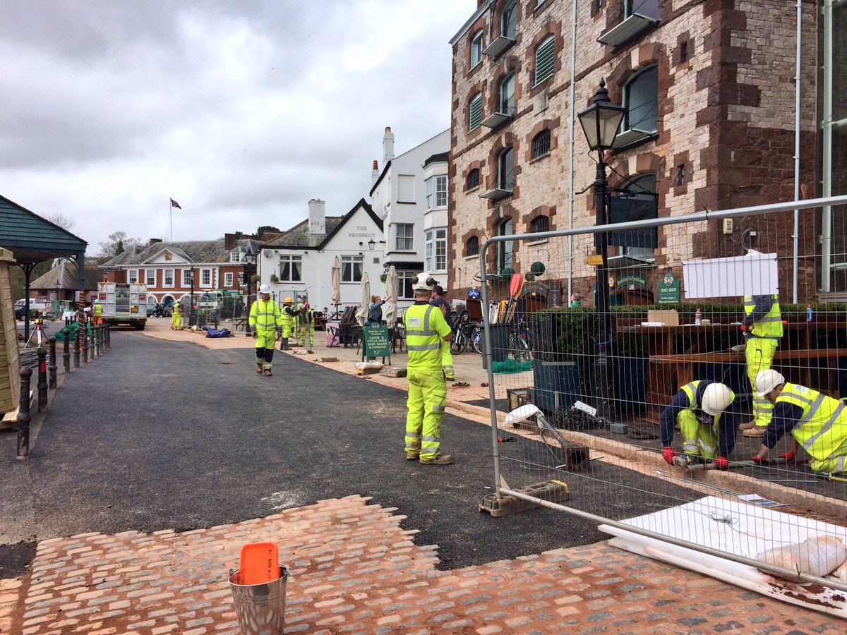 SimonHallNews's tweet image. Exeter's seaside - the quayside - reopened for the summer after large parts closed off for flood defence work.