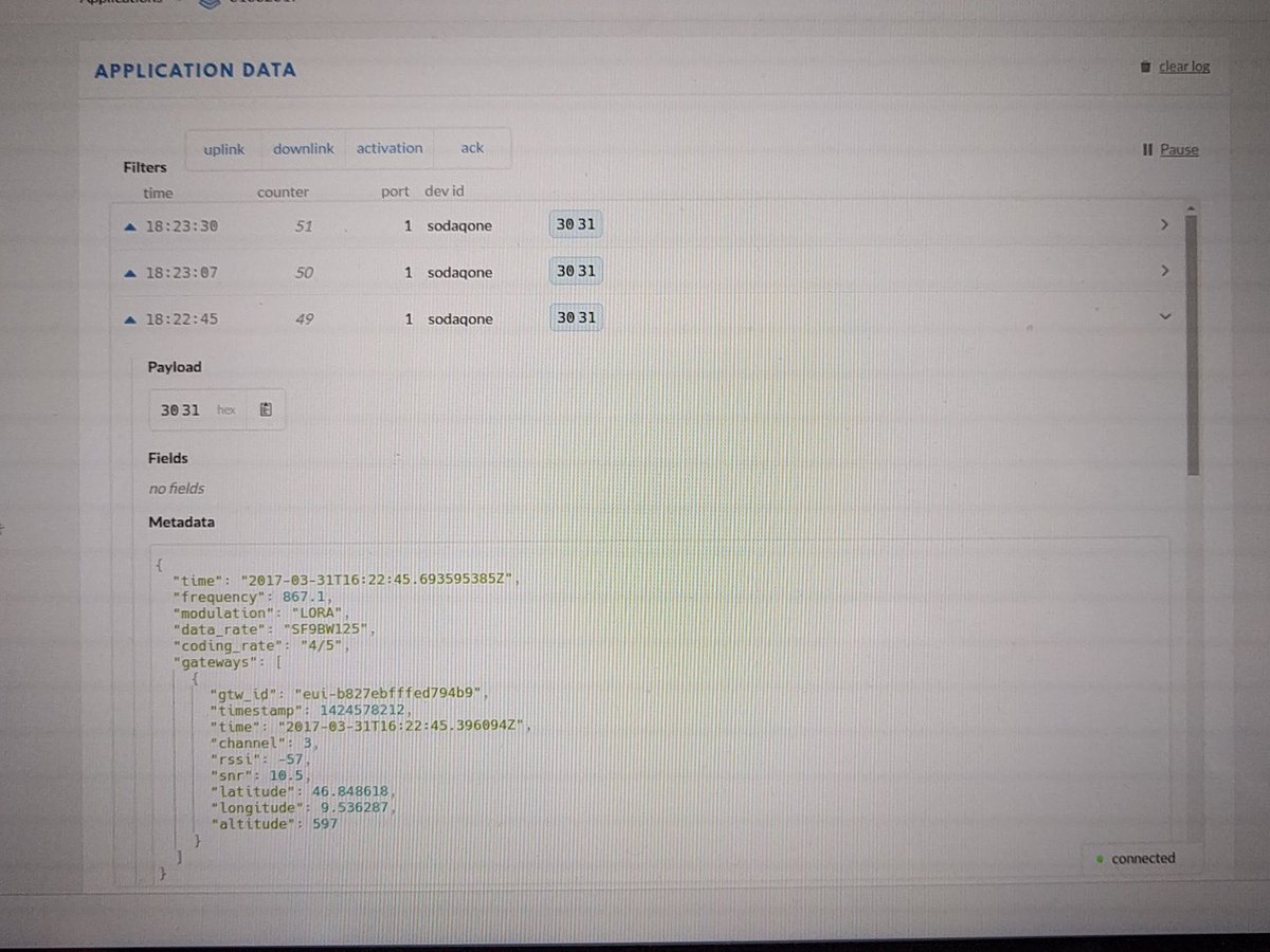 ixtechlabs's tweet photo. Our first data sent to the internet over LoRaWAN. There is still a lot of magic! @ixtechlabs #ixTechweekend @InventxAG #proventix https://t.co/Dxb0eaLyqW