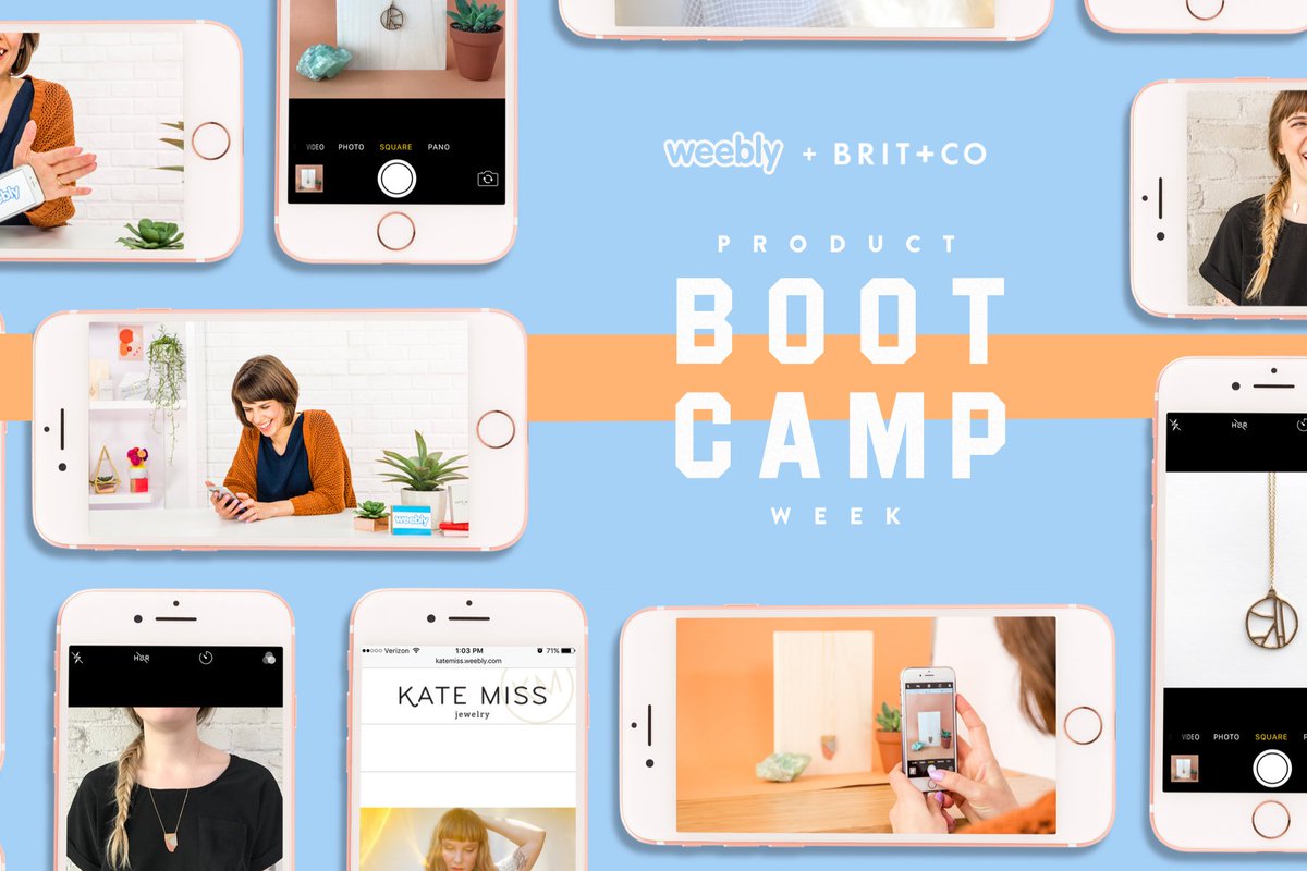 weebly's tweet image. We&apos;re teaming up with @BritandCo to offer a FREE e-class on how to master product photography. Follow #SmallBizBootCamp 4/3 for updates!