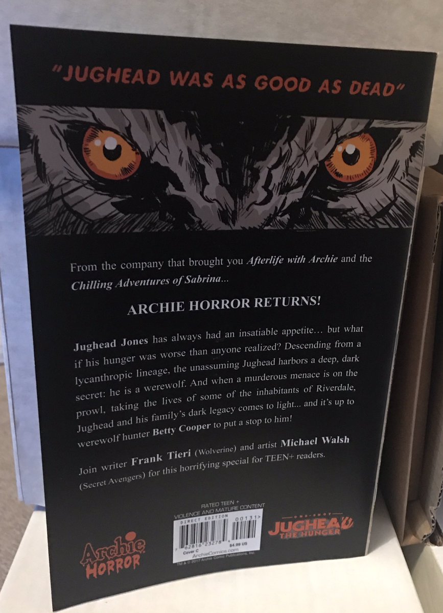 ComicAgents's tweet photo. @ArchieComics did it again this week with 'Jughead : The Hunger' one shot. A great book &amp; fantastic movie poster style cover. #archiehorror https://t.co/0XJFzcThk3