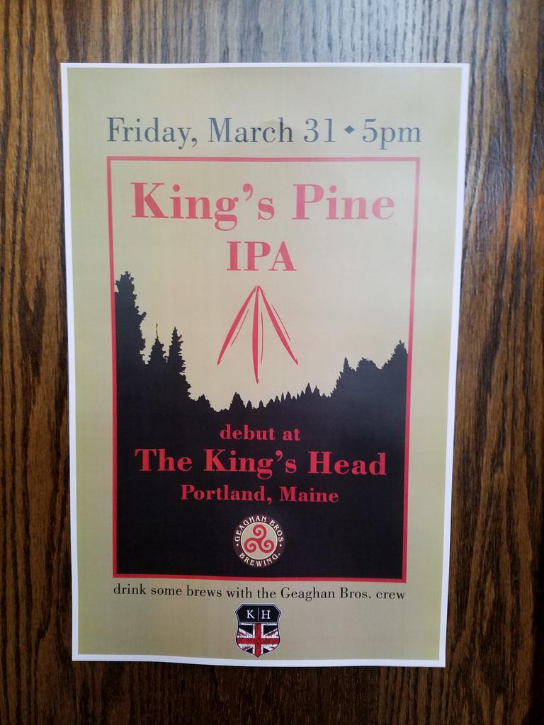 mainetaps's tweet photo. Live @kingsheadmaine with @GeaghanBros #kingspineipa #drinklocal #mainetaps https://t.co/iuRlu81w9S