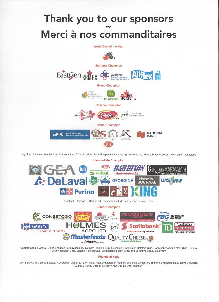 Special Sponsor Recognition!!! Thank you to all of our Generous Sponsors for the 2017 National Holstein Convention!
