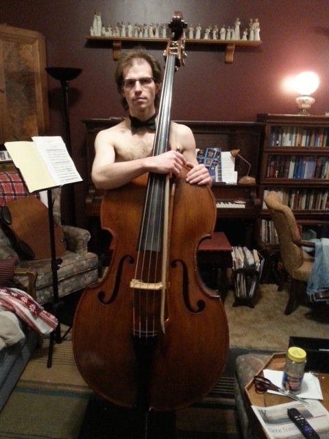 StratfordSO's tweet photo. Clearly @StratfordSO bass player Alex Gage is "dressed" for #PhantomBall. Support his "costume" Buy $25 tkt https://t.co/JH2BfuvNg9 https://t.co/t5wVrgFzfZ