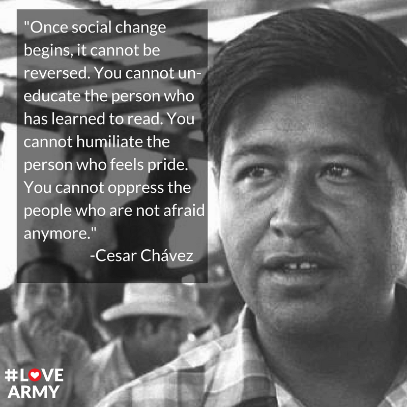 WeAreLoveArmy's tweet photo. Today we celebrate and honor César Chávez’s life and legacy as a labor leader and civil rights activist. #CesarChávezDay #SiSePuede https://t.co/Noso4BHVff
