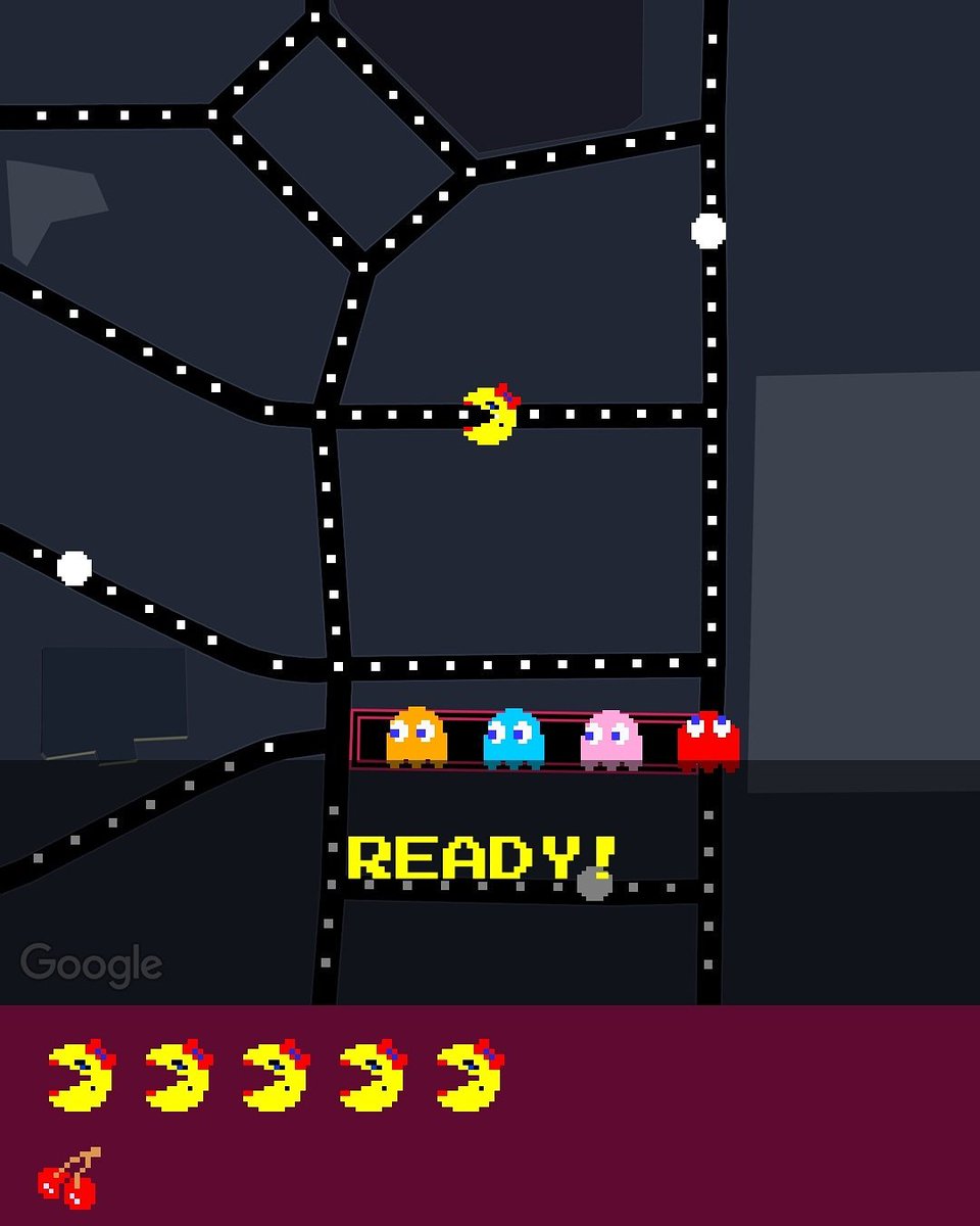 dakno's tweet image. Check out your Google Maps for a quick game of Ms. Pacman! #google #funfriday #aprilfoolsfun