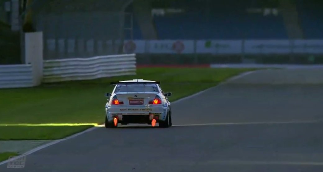 24HSERIES's tweet photo. #24HTCES | Looks like there is some trouble for #71 #CorEuser out on the track - perhaps some fire in the engine https://t.co/3Yzbqi2RqH
