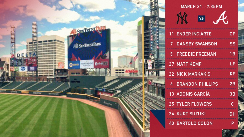 Atlanta Braves on X: Tonight's Braves lineup for the exhibition