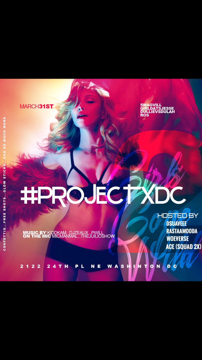 DngBigAnt's tweet photo. #ProjectXDc2 ππΈ
03/31 @ Bliss Dc πͺπ½
Confettis + Glow Sticks + Free Shots
#HuTakeOver ROS ππΎ
College Ids accepted | Ladies 18+
#BlissFridays https://t.co/aFuBNfojMN