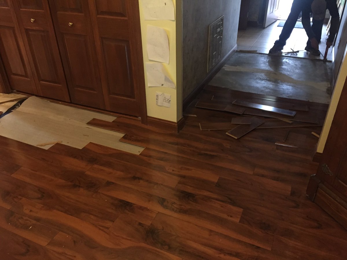 This is why I don't like laminate floors... For that matter any floating floors. Once wet they've got to come out.