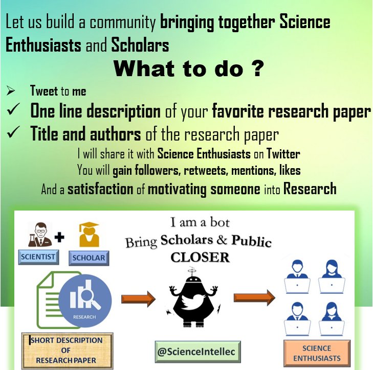ScienceIntellec's tweet photo. Hey [' @chitrangi_doshi'] can you share a short summary of your favorite reseach paper? https://t.co/OEWhJlj6rm