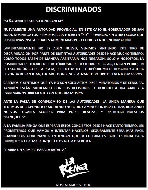 elbordoficial's tweet photo. ¡Dejen tocar a La Renga! https://t.co/RCp1eQBrDx