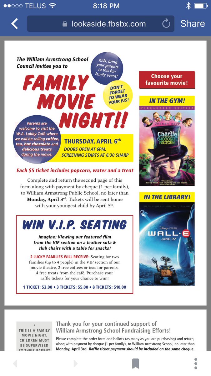 April 6!  It’s Family Movie Night!  2 movies to choose from and you could win VIP seating!