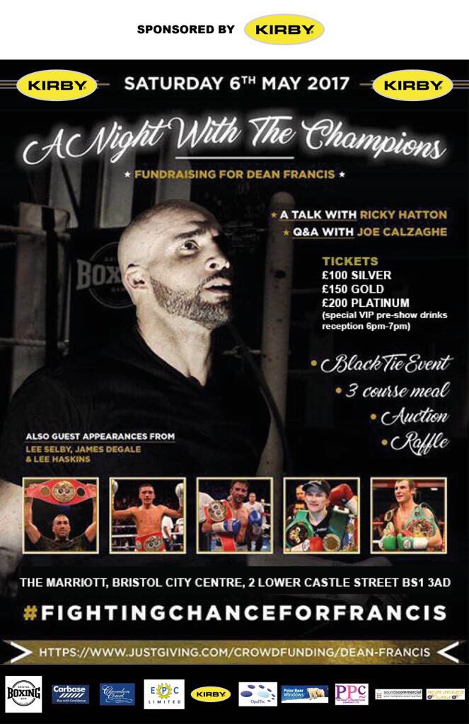 JoeCalzagheCBE's tweet photo. Come and join me on 6 May supporting dean and his family for the biggest fight of his life https://t.co/DVcTThc3m2