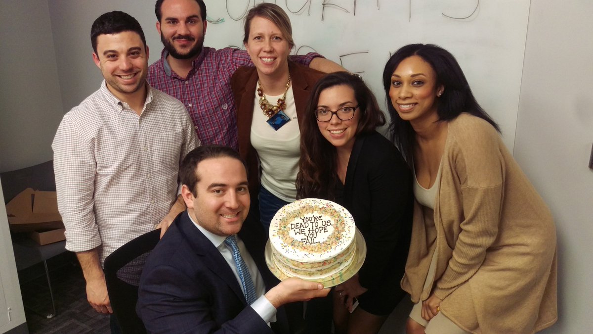 AnnReiling's tweet photo. It's always hard when an awesome team member moves to another department..I think we sent him off appropriately, though..  Congrats, Derek! https://t.co/w1I4Yrr6rD