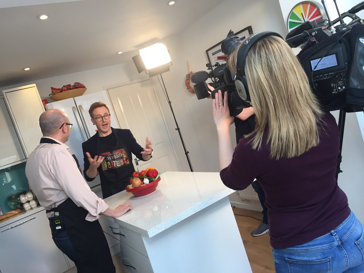 NicolaHendyITV's tweet photo. The kind of day my 13 year old self could only ever dream of 😉 (oh, and we made a programme too!) #adrianswelshbites @Ianhwatkins https://t.co/2b2kF1P9m0