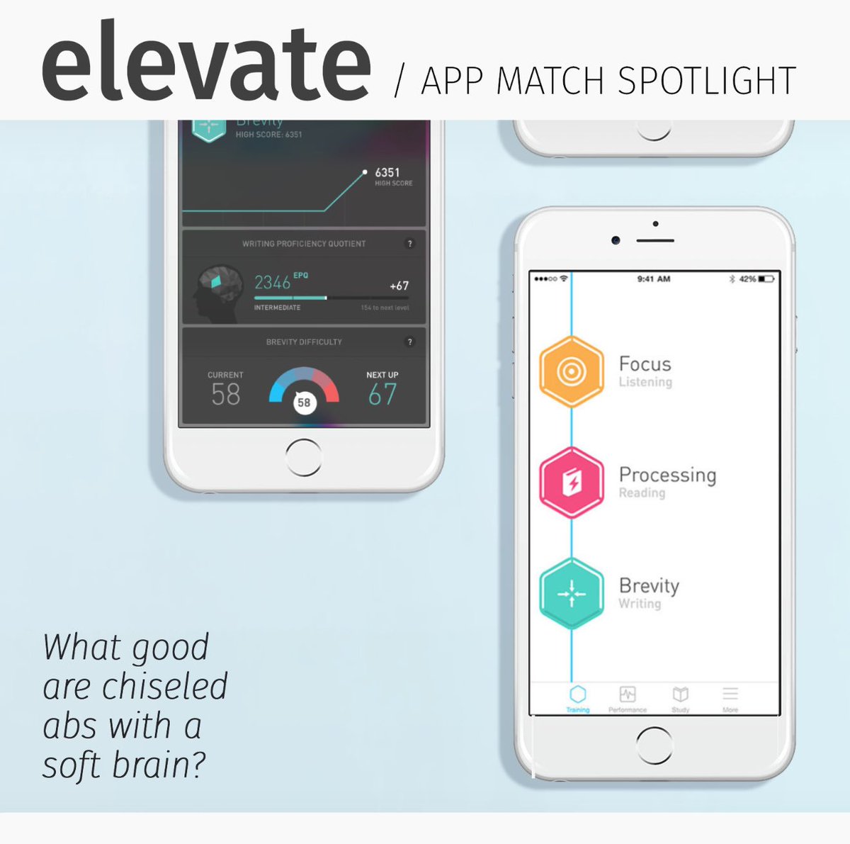 realappmatch's tweet photo. APPMATCH  SPOTLIGHT: Elevate 
Because shouldn't your brain function be pretty high on your list of things to work on?  #braingames #friyay https://t.co/migaSgtFUz