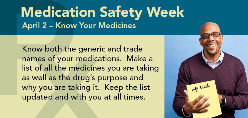 DCVAMC's tweet image. Know your medicines, it’s #MedicationSafetyWeek