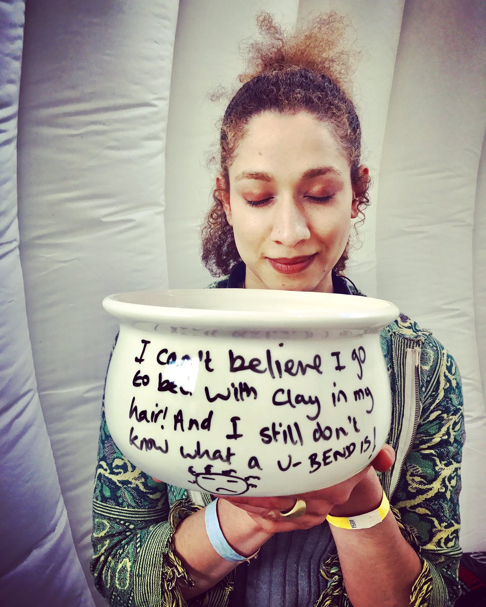 comeandclay's tweet photo. @rant2plant at the @CeramicArtLDN I can't believe I go to bed with clay in my hair &amp; still don't know what a u-bend is! https://t.co/BBmwqoPtdD