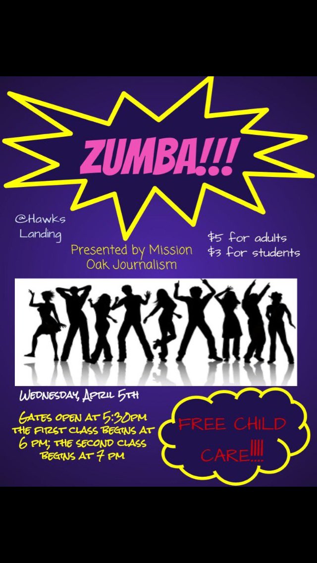 COME JOIN US AT OUR VERY FIRST ZUMBA NIGHT &amp; HELP OUT OUR JOURNALISM CLASS ON APRIL 5th💃🏽🕺🏼