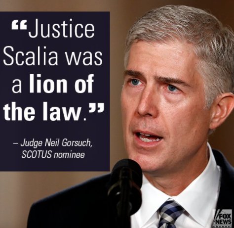 Sal_DiCiccio's tweet photo. Judge Gorsuch will follow Scalia's example and uphold the rule of law. #ConfirmGorsuch https://t.co/2QyLltHday