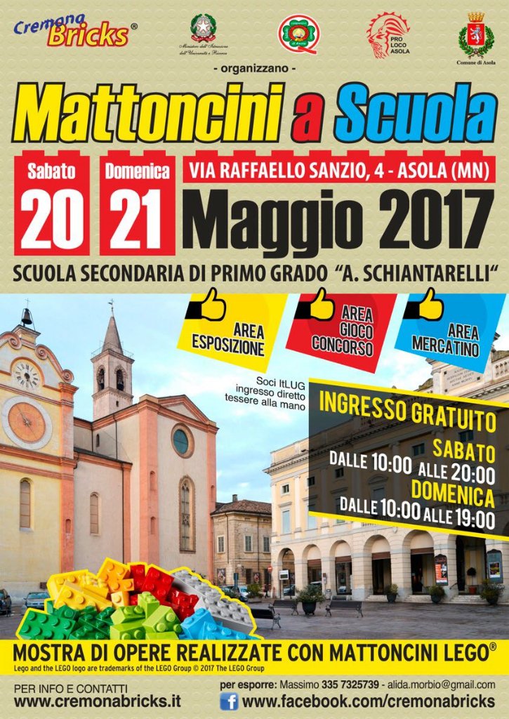 dettoMostro's tweet photo. #Mattoncini a scuola 20-21 maggio 2017 #Asola (mn) #lego #prolocoasola @CremonaBricks https://t.co/8kI2DvH3Cx