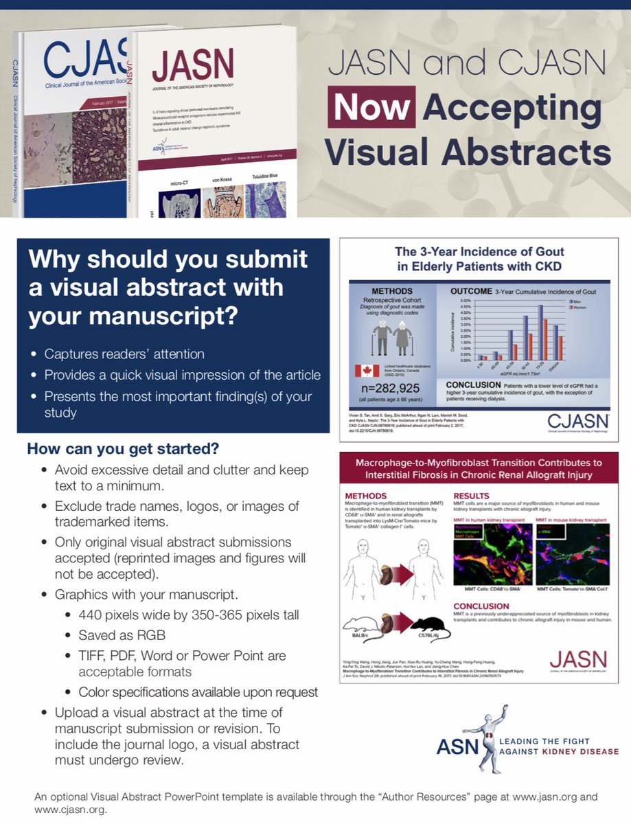 edgarvlermamd's tweet image. @CJASN and @JASN_News are the first #Nephrology journals to "officially" join the #VisualAbstract movement❗️ 👉🏼 #Pioneers #EarlyAdopters
