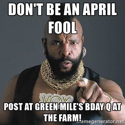 Green Miles bday Q 0700 down on the Farm Rolesville. He's been 50 for like 16 months now. Come get your cake! <a href="/F3Knightdale/">F3-Knightdale</a> <a href="/F3WakeForest/">F3 Wake Forest</a>