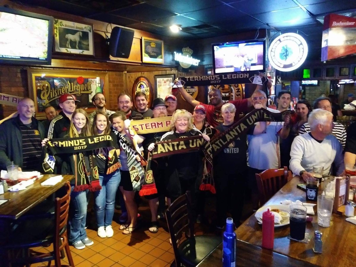 TerminusLegion's tweet photo. #ScarvesUp at @SuburbanTap with the TL OTP Watch Party. #SEAvATL 
🔴⚫️ #FullSteamAhead #WeAre17 https://t.co/eGyuRQ7GTK