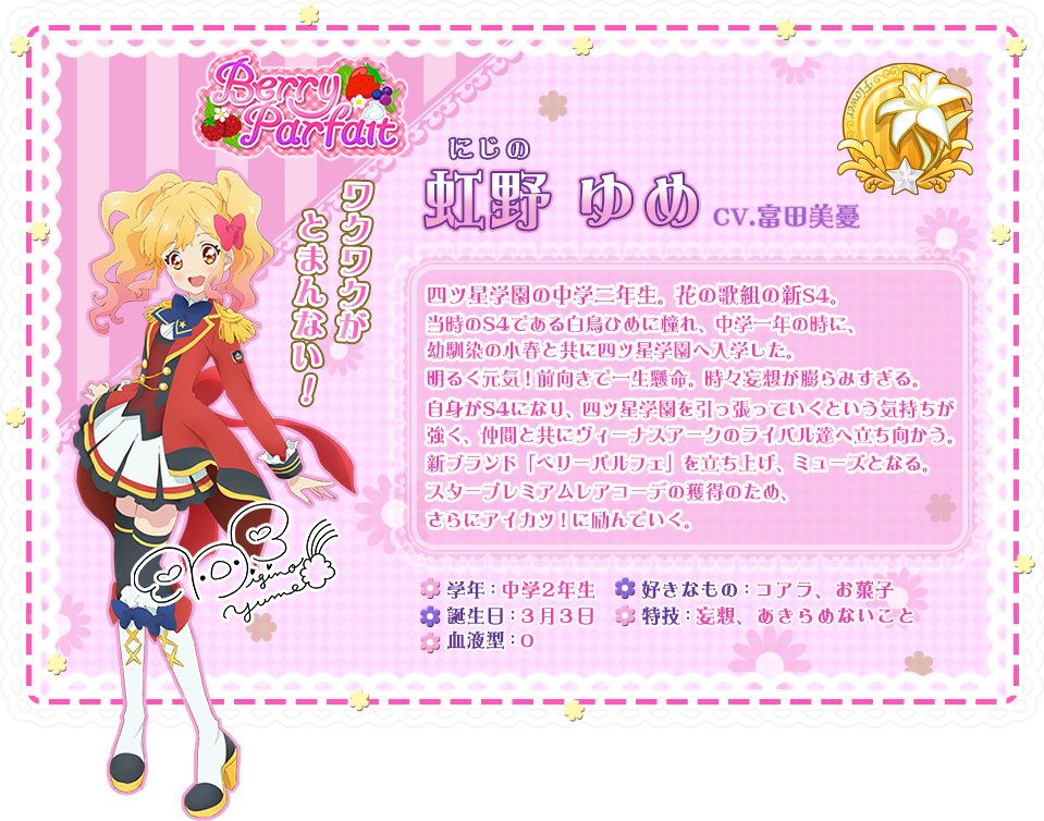 アイカツスターズ！星のツバサ 虹野ゆめとエルザフォルテのプロィール